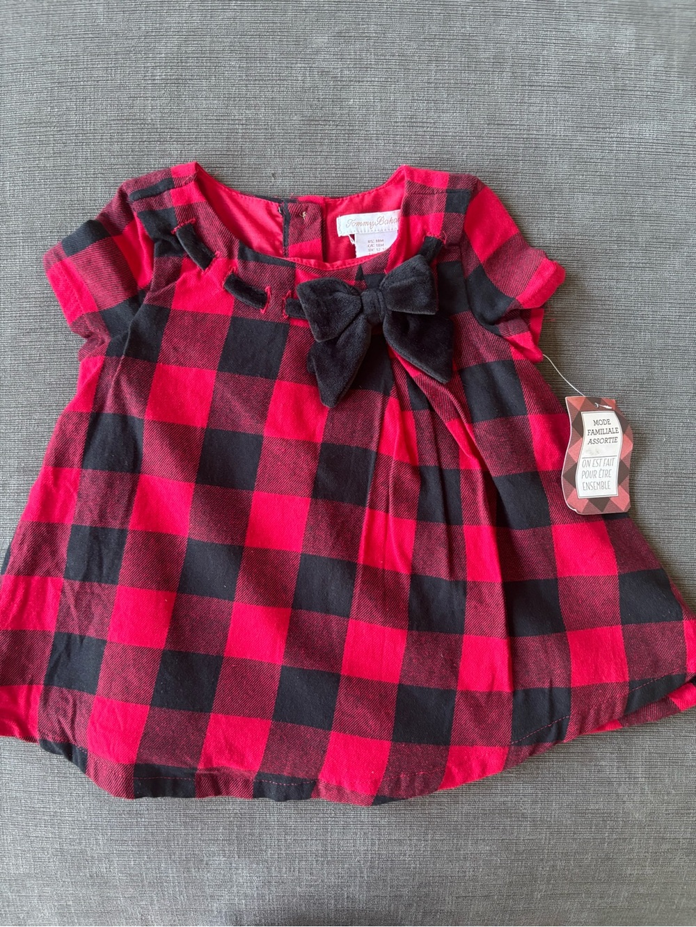 NWT Tommy Bahama Kids Buffalo Plaid Christmas Dress - Red/Black - Size 18M